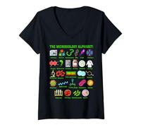Women's The Microbiology Alphabet Science Graphic V-Neck T-Shirt