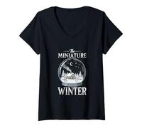 Womens The Miniature Winter Snow Globe Cozy Cabin Night Scene V-Neck T-Shirt