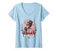 Women's The Mom Skeleton Mama Coffee Happy Mother's Day V-Neck T-Shirt