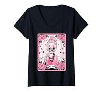 Womens The Mom Tarot Card Skeleton Mama Coffee Lover Mother's Day V-Neck T-Shirt