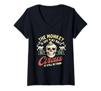Women's The Monkey is Off My Back But The Circus is Still in Town V-Neck T-Shirt