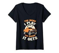Women's The More I Play with it The Bigger it gets - Lifted Truck V-Neck T-Shirt