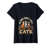 Womens The More People I Meet The More I Like My Cats V-Neck T-Shirt