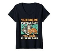 Womens The More People I Meet The More I Like My Cats V-Neck T-Shirt