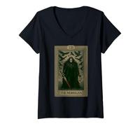 Womens The Morrigan Tarot Card Celtic Goddess of War and Prophecy V-Neck T-Shirt