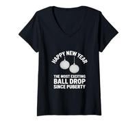 Womens The Most Exciting Ball Drop Since Puberty NYE V-Neck T-Shirt