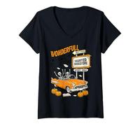 Womens The Most Wonderful Time of The Year Haunted Bookstore Next E V-Neck T-Shirt