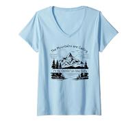 Womens The Mountains are Calling, I'll Be Chillin' on The Sofa V-Neck T-Shirt