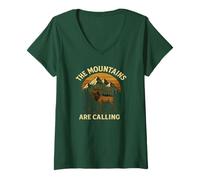 Womens The Mountains are Calling Wildlife Elk V-Neck T-Shirt