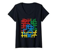 Womens The Multicolor Geometric Patterns V-Neck T-Shirt