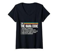 Women's The Nana Code Fun Rules for Grandkids and Nana Love V-Neck T-Shirt
