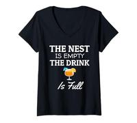 Women's The Nest is Empty The Drink is Full Empty Nester V-Neck T-Shirt