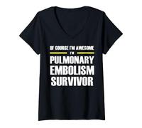 Women's The New Awesome Pulmonary Embolism Survivor V-Neck T-Shirt