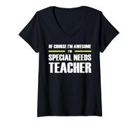 Women's The New Awesome Special Needs Teacher V-Neck T-Shirt