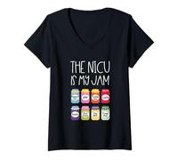 Womens The Nicu is My Jam Neonatal Intensive Care Unit Strawberry S V-Neck T-Shirt