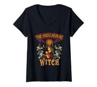 Womens The NICU Nurse Witch Halloween V-Neck T-Shirt