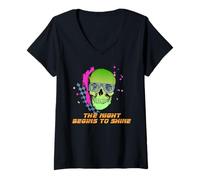 Womens THE NIGHT BEGINS TO SHINE Funny design V-Neck T-Shirt