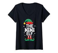 Womens The Nini Elf Funny Christmas Matching Family Group V-Neck T-Shirt