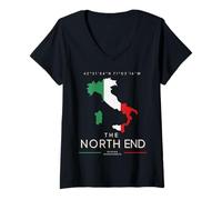 Womens The North End Boston Italian Flag MA Ancestry Map Vintage V-Neck T-Shirt