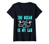 Womens The Ocean is My Lab Marine Biology Diver Life V-Neck T-Shirt