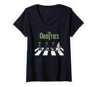 Women's The Oddities Funny Alien Walk Sci Fi Illustration V-Neck T-Shirt