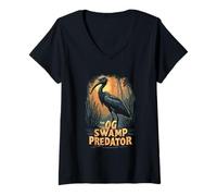 Women's The OG Swamp Predator Black-Crowned Night-Heron V-Neck T-Shirt
