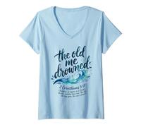 Women's The Old Me Drowned - New Life Baptism Transformation Tee V-Neck T-Shirt