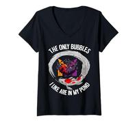 Women's The Only Bubbles I Like are in My Pond Funny Investing V-Neck T-Shirt