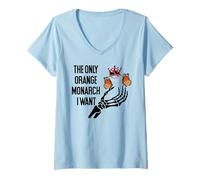 Womens The Only Orange Monarch I Want We Only Need One No Kings USA V-Neck T-Shirt