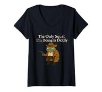 Womens The Only Squat I'm Doin' Is Diddly Funny Cowboy Frog Meme V-Neck T-Shirt