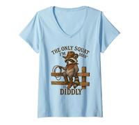 Womens The Only Squat I'm Doin' is Diddly Raccoon Western Rodeo V-Neck T-Shirt