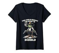Womens The Only Squat I'm Doing is Diddly Funny Western Cowboy Frog V-Neck T-Shirt