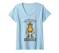 Women's The Only Squat I'm Doing is Diddly Gym Workout Frog Meme V-Neck T-Shirt