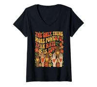 Women's The Only Thing More Powerful Than Hate is Love Cute Hearts V-Neck T-Shirt