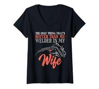 Women's The Only Thing That's Hotter Than My Welder is My Wife V-Neck T-Shirt