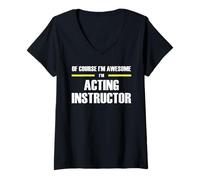 Womens The Original Awesome Acting Instructor V-Neck T-Shirt