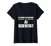 Womens The Original Awesome AI Scientist V-Neck T-Shirt