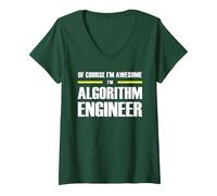 Women's The Original Awesome Algorithm Engineer V-Neck T-Shirt, Dark Green, Large