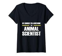 Womens The Original Awesome Animal Scientist V-Neck T-Shirt