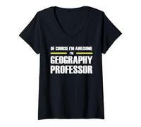 Womens The Original Awesome Geography Professor V-Neck T-Shirt