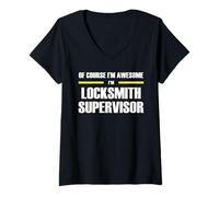 Women's The Original Awesome Locksmith Supervisor V-Neck T-Shirt