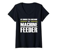 Womens The Original Awesome Machine Feeder V-Neck T-Shirt