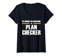 Womens The Original Awesome Plan Checker V-Neck T-Shirt