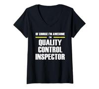 Womens The Original Awesome Quality Control Inspector V-Neck T-Shirt
