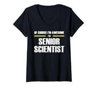 Womens The Original Awesome Senior Scientist V-Neck T-Shirt