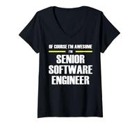 Womens The Original Awesome Senior Software Engineer V-Neck T-Shirt