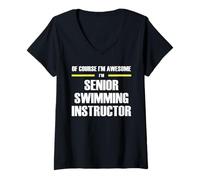 Women's The Original Awesome Senior Swimming Instructor V-Neck T-Shirt
