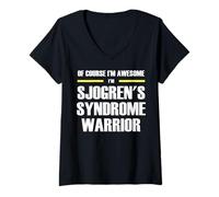 Womens The Original Awesome Sjogren's Syndrome Warrior V-Neck T-Shirt