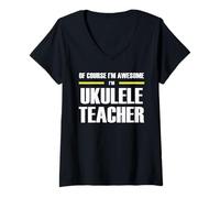 Women's The Original Awesome Ukulele Teacher V-Neck T-Shirt