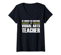 Womens The Original Awesome Visual Arts Teacher V-Neck T-Shirt